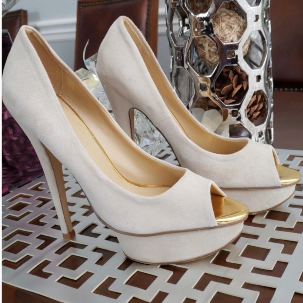 Aldo Suede Nude Heels